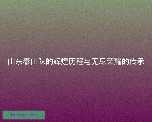 山东泰山队的辉煌历程与无尽荣耀的传承 山东泰山队的辉煌历程与无尽荣耀的传承